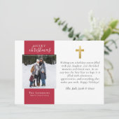 Gouden Kruis Foto Vrolijk Kerstfeest Feestdagenkaart (Staand voorkant)