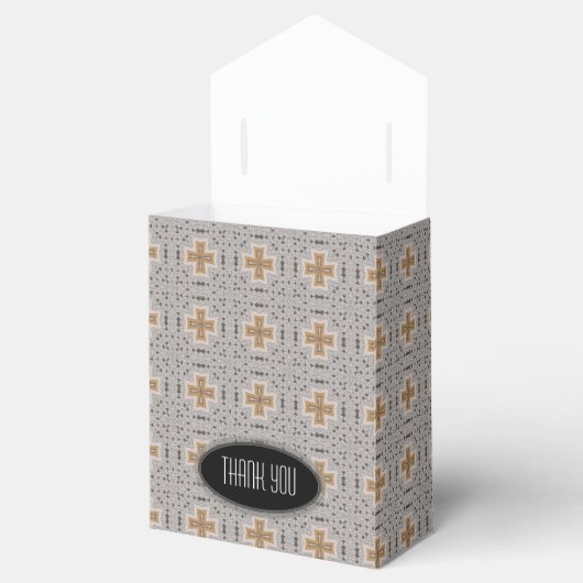 Gouden Kruis Geometrische Kant Patroon Partij Favo Bedankdoosjes (Geopend)