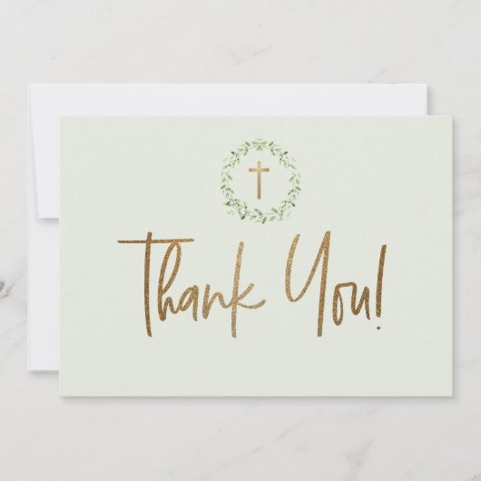 Gouden Kruis Groene Waterverf verlaat Eerste commu Bedankkaart (Voorkant)