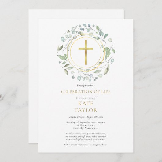 Gouden Kruis Groenheidsluir Feest van het Leven Kaart (Voorkant / Achterkant)