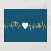 Gouden Kruis, Hart, Geloof Hartslag-Christelijk Briefkaart (Voorkant)