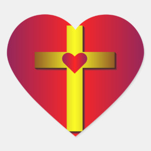 Gouden Kruis Hart Sticker