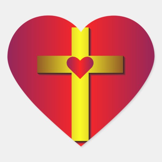 Gouden Kruis Hart Sticker (Voorkant)