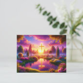 Gouden Kruis in een Hemels Paradijs Briefkaart (Staand voorkant)
