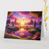 Gouden Kruis in een Hemels Paradijs Kaart (Gele Bloem)