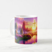 Gouden Kruis in een Hemels Paradijs Koffiemok (Voorkant links)