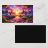 Gouden Kruis in een Hemels Paradijs Visitekaartje (Voorkant / Achterkant)