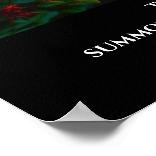 Gouden Kruis in een hemelse tropische tuin Poster (Hoek)