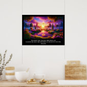 Gouden Kruis in een hemelse tropische tuin Poster (Keuken)