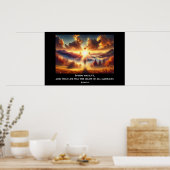 Gouden Kruis in een herfstweide bij zonsopgang Poster (Keuken)