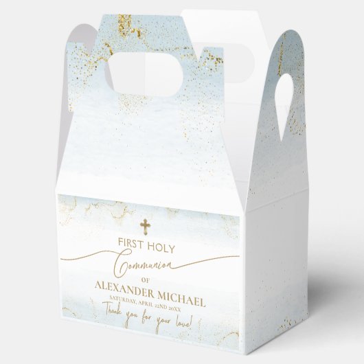 Gouden Kruis Jongen Dank U Eerste Heilige Communie Bedankdoosjes (Geopend)