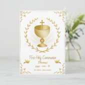 Gouden Kruis Kelk Eerste Communie Kaart (Staand voorkant)