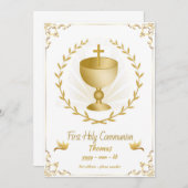 Gouden Kruis Kelk Eerste Communie Kaart (Voorkant / Achterkant)