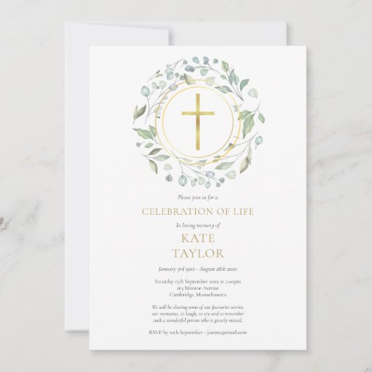 Gouden Kruis Krans Levensviering Foto Kaart (Voorkant)