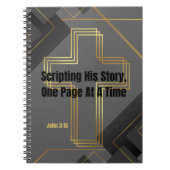 Gouden Kruis met Grijs Modern Design - Johannes 3: Notitieboek (Voorkant)