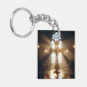 Gouden kruis met kruisbeeld sleutelhanger (Voorkant Links)
