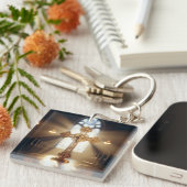 Gouden kruis met kruisbeeld sleutelhanger (Voorkant Rechts)