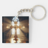 Gouden kruis met kruisbeeld sleutelhanger (Achterkant)