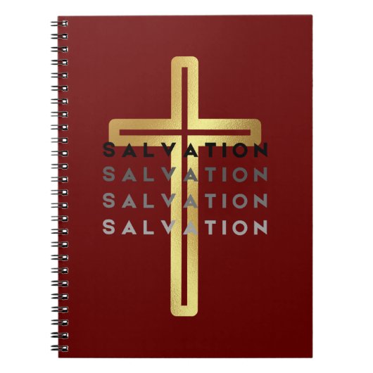 Gouden kruis met woorden van verlossing notitieboek (Voorkant)