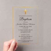 Gouden Kruis Modern Schrift Minimaal Ellegante Doo Acryl Uitnodigingen (Insitu (Draagbaar))