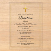 Gouden Kruis Modern Schrift Minimaal Ellegante Doo Acryl Uitnodigingen (Voorkant)