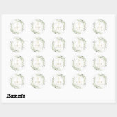 Gouden Kruis Monogram Beginletters Groene Bladeren Ronde Sticker (Vel)