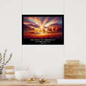 Gouden kruis onder een glorieuze zonsopgang poster (Keuken)