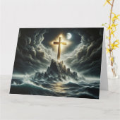 Gouden kruis op een stormachtige zee kaart (Gele Bloem)