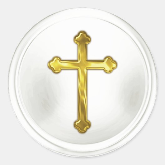 Gouden kruis op witte envelop verzegeling sticker (Voorkant)