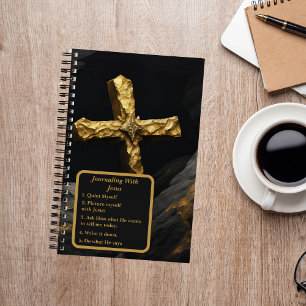 Gouden Kruis op Zwarte Christelijke Dagboek Notitieboek