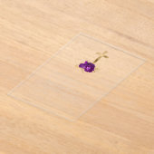 Gouden Kruis Paarse Bloem Gouden Tekst Eerste Comm Acryl Uitnodigingen (Laagn)