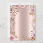 Gouden Kruis Pampas Gras Boho Bloemen Doop Kaart (Achterkant)