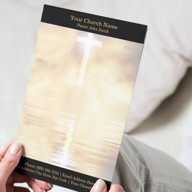 Gouden Kruis Reflectie Kerk  Briefhoofd (Gold Cross Reflection Church Letterhead)