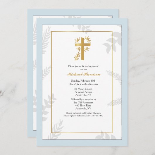 Gouden Kruis religieuze uitnodiging (Voorkant / Achterkant)