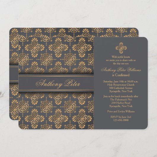 Gouden Kruis religieuze uitnodiging (Voorkant / Achterkant)