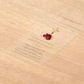 Gouden Kruis Rode Bloemen Eerste Communie Acryl Uitnodigingen (Laagn)