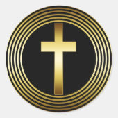 GOUDEN KRUIS RONDE STICKER (Voorkant)