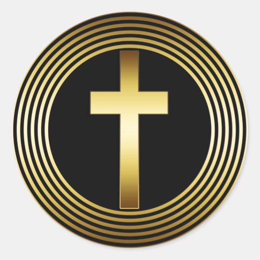 GOUDEN KRUIS RONDE STICKER (Voorkant)