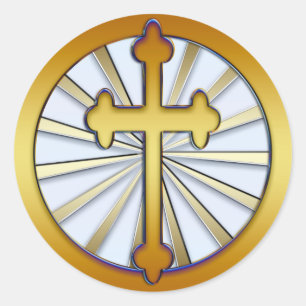 GOUDEN KRUIS RONDE STICKER