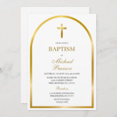 Gouden kruis Spaanse doop uitnodiging (Voorkant / Achterkant)