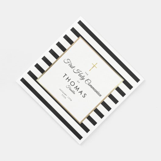 Gouden Kruis Streep Eerste Heilige Communie Servet (Hoek)