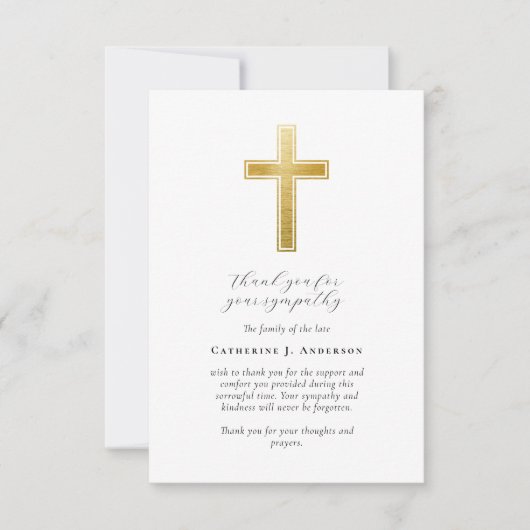 Gouden Kruis Sympathie Begrafenismonument Bedankkaart (Voorkant)