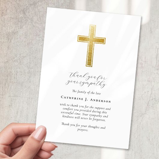 Gouden Kruis Sympathie Begrafenismonument Bedankkaart