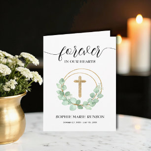 Gouden Kruis Sympathie Rouwherdenking Eucalyptus Bedankkaart