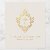 Gouden Kruis voor Religieuze Bevestiging in Crest  Wijn Etiket (Enkel label)