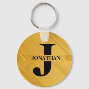 Gouden kruisende initiaal letter naam typografie sleutelhanger