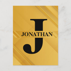 Gouden Kruisende Initiële Letter Naam Typografie Briefkaart