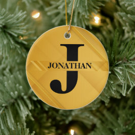 Gouden Kruisende Initiële Letter Naam Typografie Keramisch Ornament