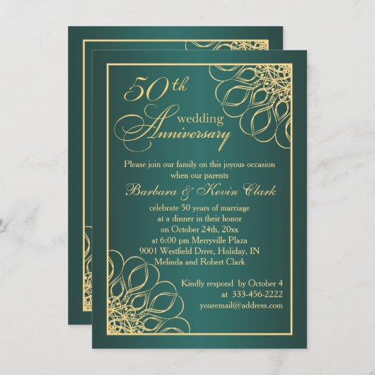 Gouden krullen 50ste huwelijksjubileum foto kaart (Voorkant / Achterkant)