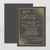 Gouden krullen 50ste huwelijksverjaardag kaart (Voorkant / Achterkant)